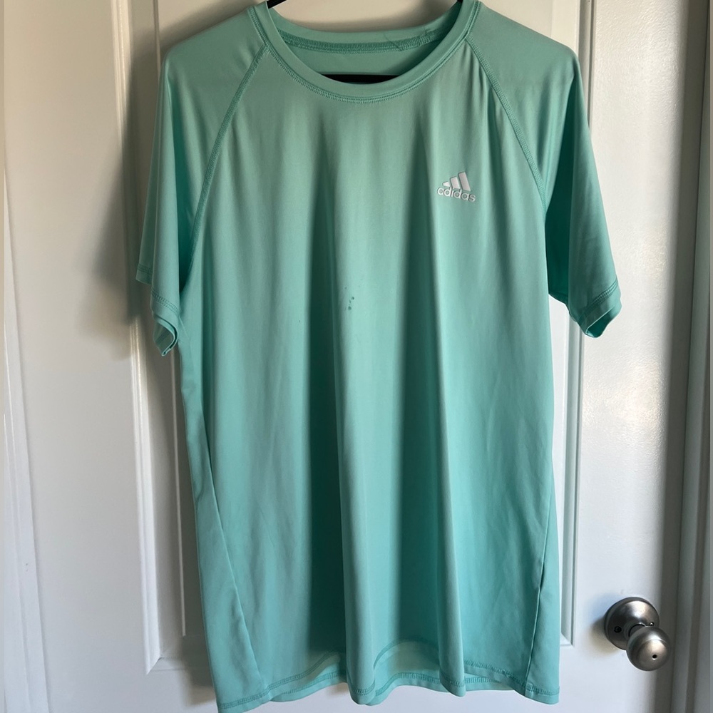 Large teal adidas dri fit t shirt